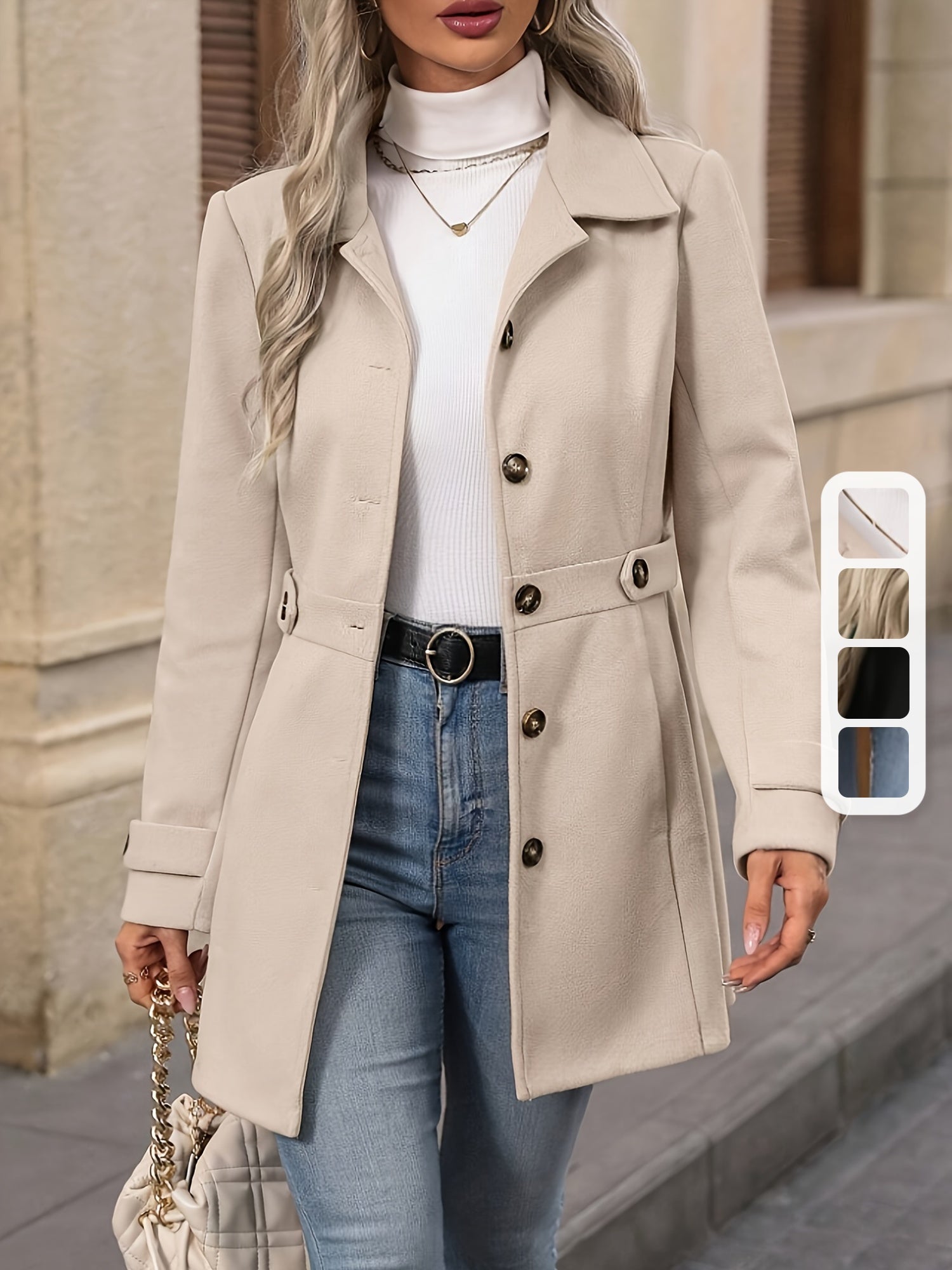 Elegant SlimFit Tweed Jacket with Belt