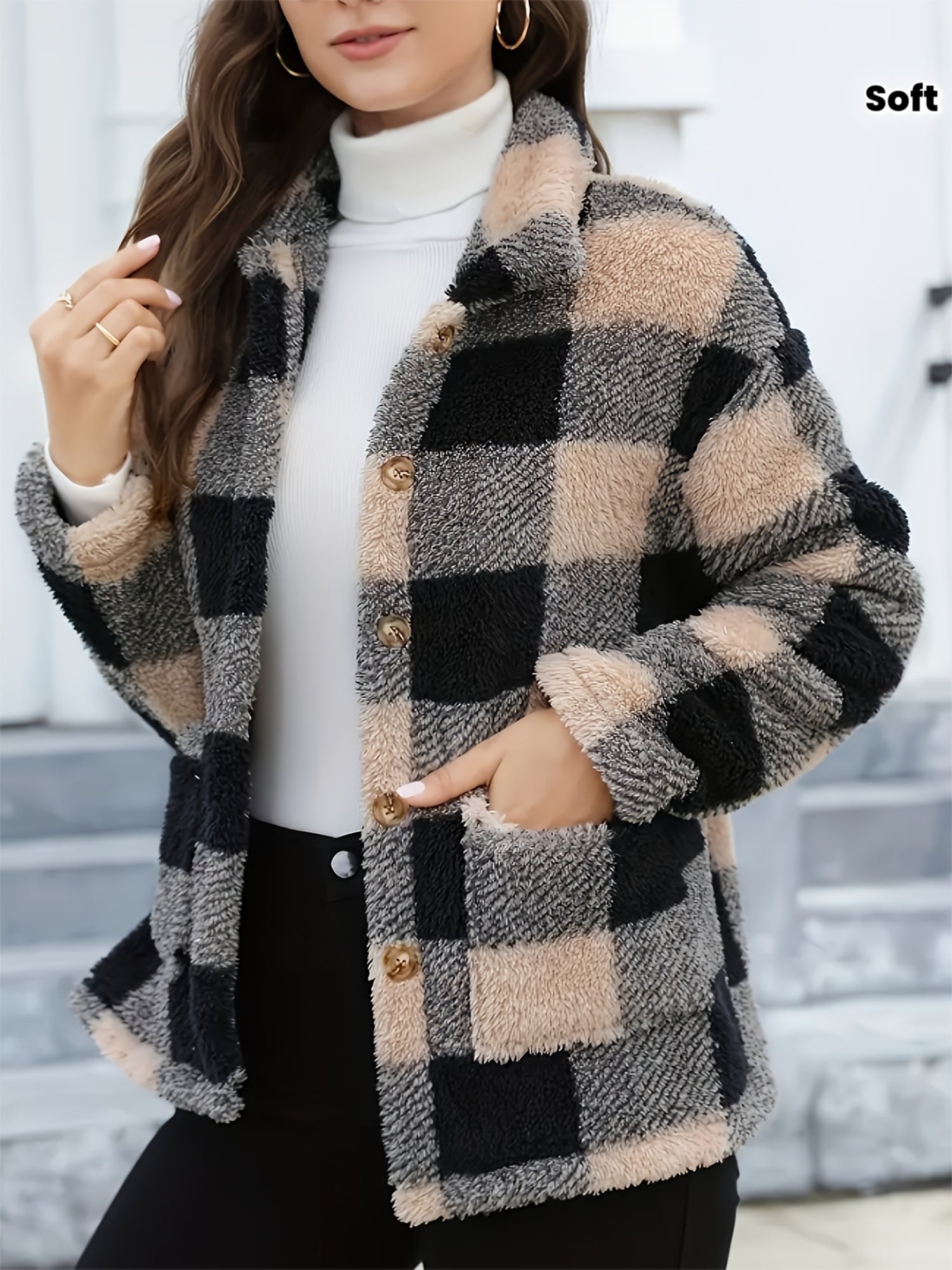 Cozy Plaid Wool Womens Winter Coat