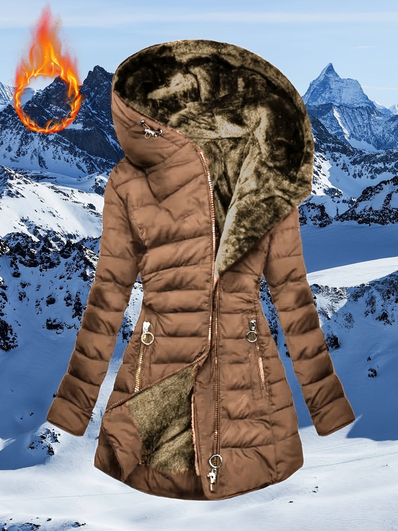 Womens Thermal Insulated Hooded Winter Coat